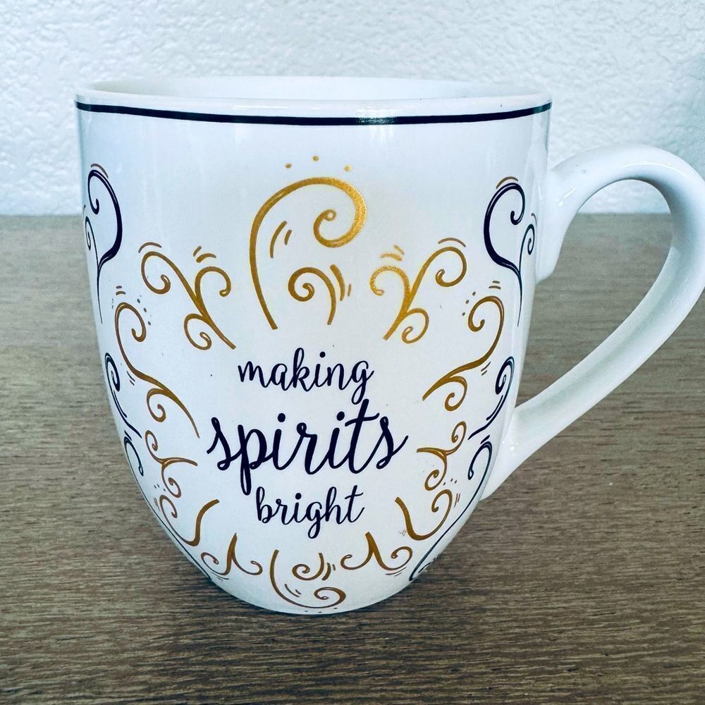 Fitz and Floyd Making Spirits Bright Christmas Holiday Ceramic Coffee Mug Cup